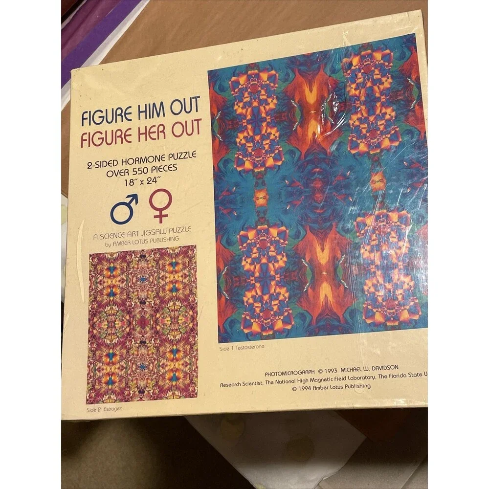 Vtg 2 Side Male Female Hormone Jigsaw Puzzle 550pc Estrogen Testosterone Him Her